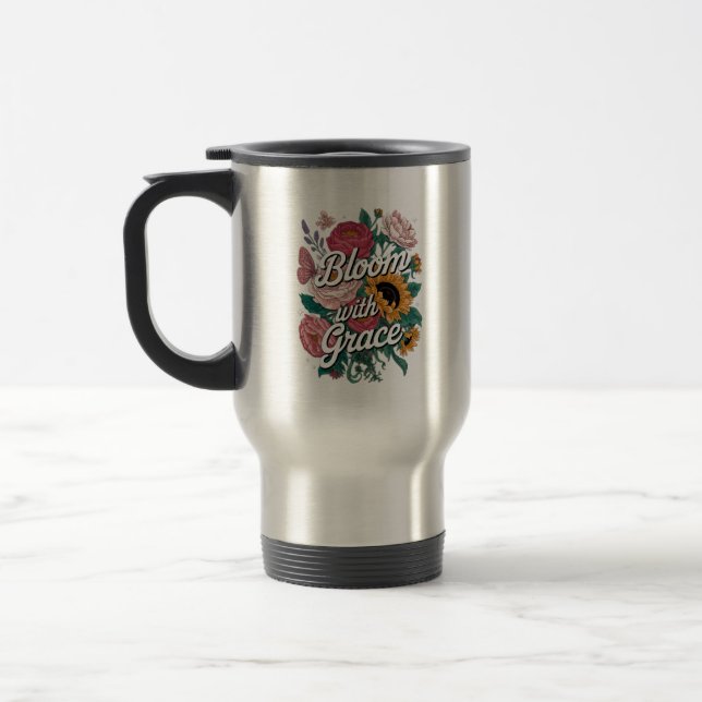Blühe mit Anmut  Reisebecher (Links)