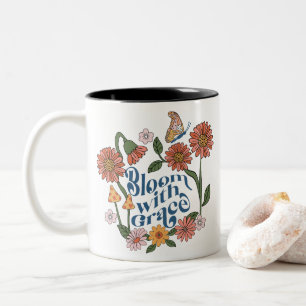 Blühe mit Anmut Retro-positives Zitat Zweifarbige Tasse