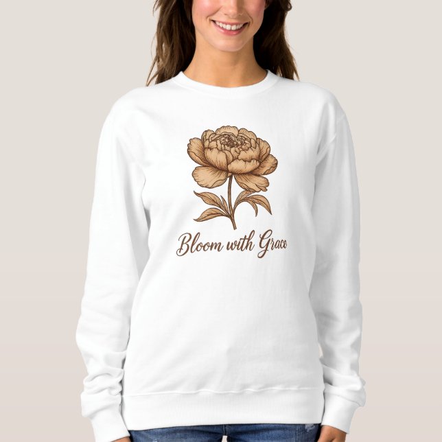 Blühe mit Anmut Vintage-Blumenmuster Sweatshirt (Vorderseite)