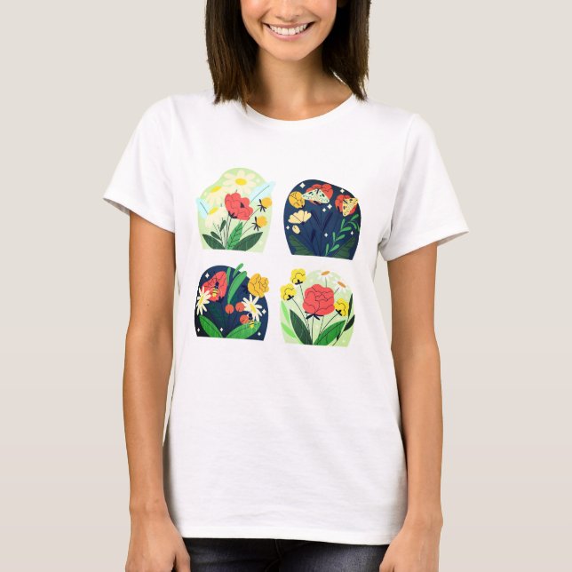 Blühe mit Blumen Damen T-Shirt (Vorderseite)