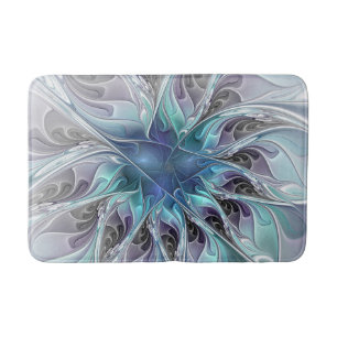 Blühen abstrakte moderne fraktale Blume mit Blau Badematte