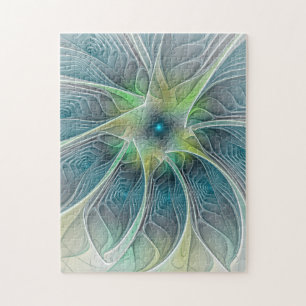 Blühen Fantasy Modern Blue Green Fraktal Blume