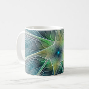 Blühen Fantasy Modern Blue Green Fraktal Blume Kaffeetasse