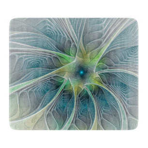 Blühen Fantasy Modern Blue Green Fraktal Blume Schneidebrett