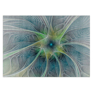 Blühen Fantasy Modern Blue Green Fraktal Blume Schneidebrett