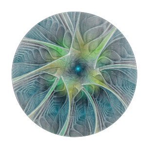 Blühen Fantasy Modern Blue Green Fraktal Blume Schneidebrett