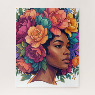 Blühen Inspirierende schwarze Frau Blumen Afro