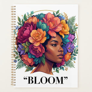 Blühen Inspirierende Schwarze Frau Florale Afro-Fr Planer