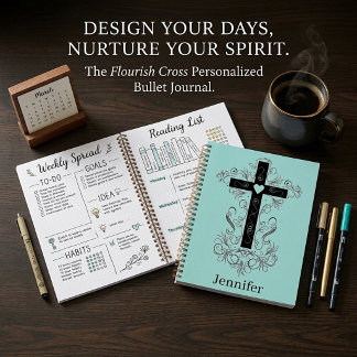 Blühen Kreuz personalisiertes Bullet Journal Notizbuch