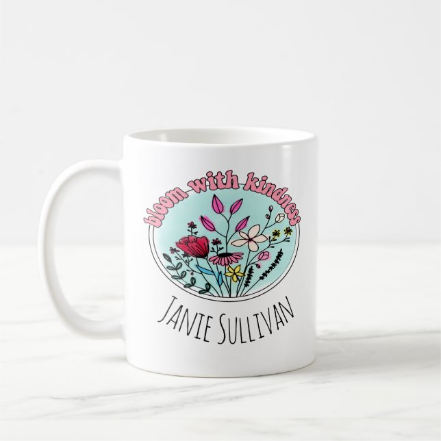 Blühen mit Freundlichkeit und wilde Blume Kaffeetasse (Links)