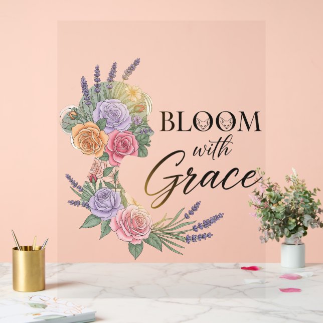 Blühen mit Grace Elegante Silhouette Acrylschild (Hochzeit)