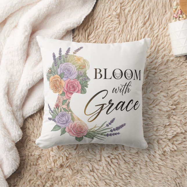 Blühen mit Grace Elegante Silhouette Kissen (Decke)