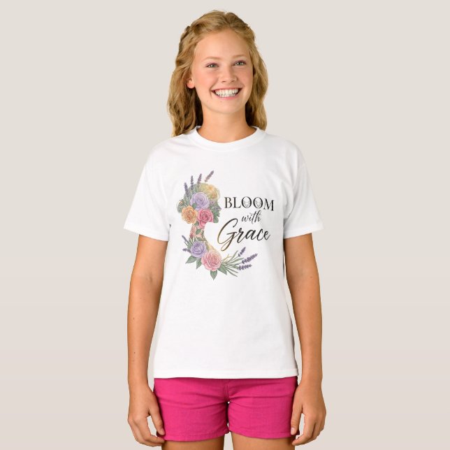 Blühen mit Grace Elegante Silhouette T-Shirt (Vorne ganz)