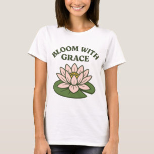 Blühen mit Grace - Minimalistische rosa Wasserlili T-Shirt