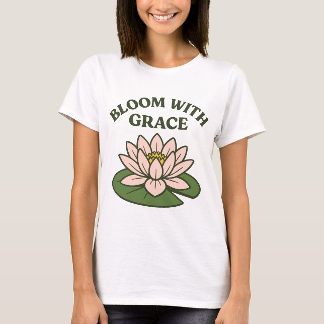 Blühen mit Grace - Minimalistische rosa Wasserlili T-Shirt (Vorderseite)