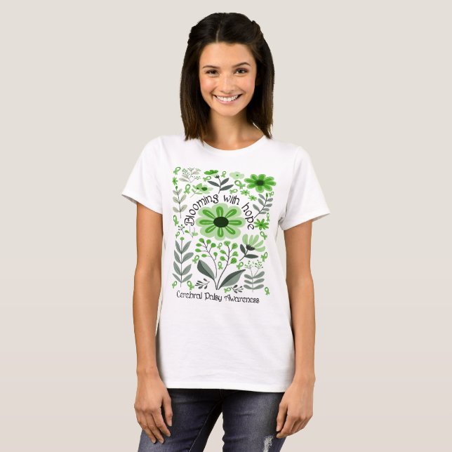 Blühen mit Hoffnung für eine zerebrale Palsie T-Shirt (Vorne ganz)