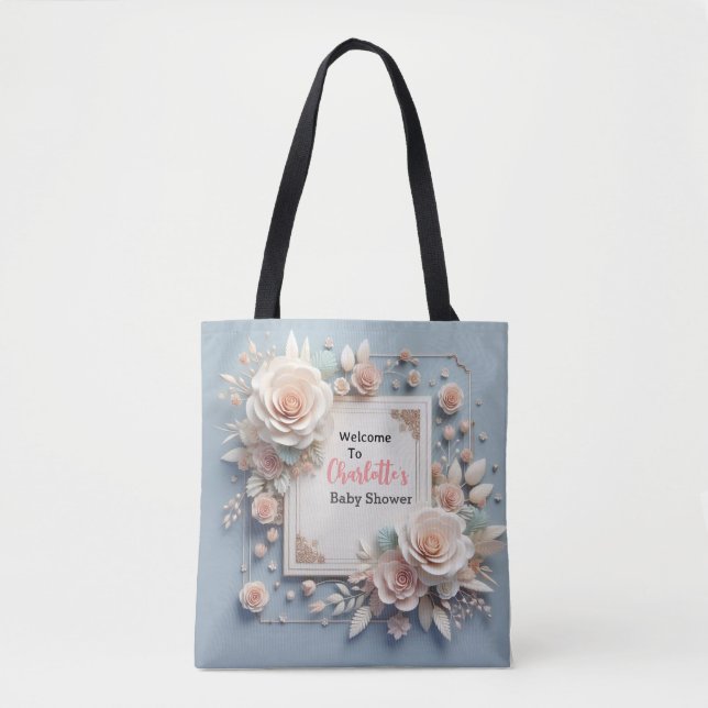 Blühen mit Liebe: Eine Begrüßungs-Baby-Dusche-Tasc Tasche (Vorderseite)