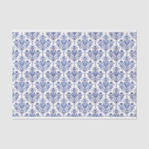 Blühen Sie Damast-Muster - Blau Seidenpapier