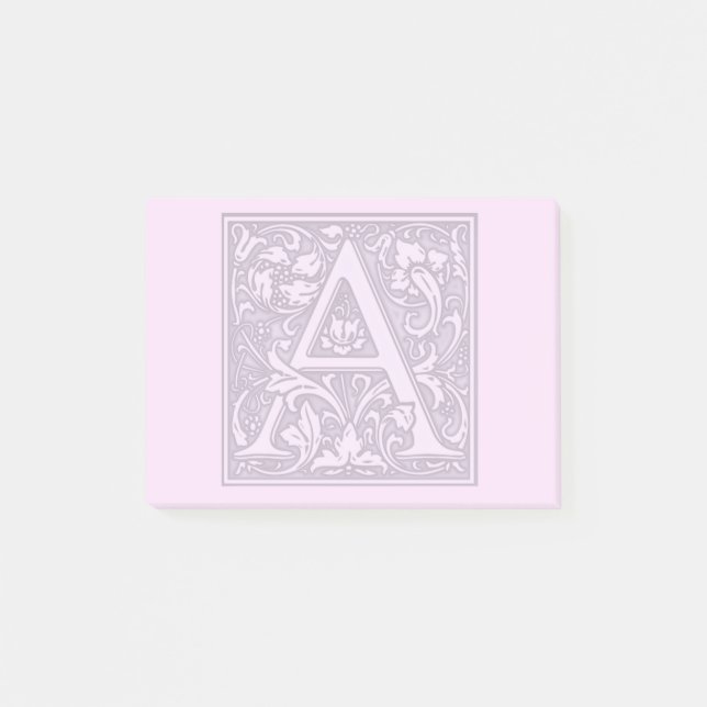 blühen Sie silbernes Monogramm - A Post-it Klebezettel (Vorderseite)