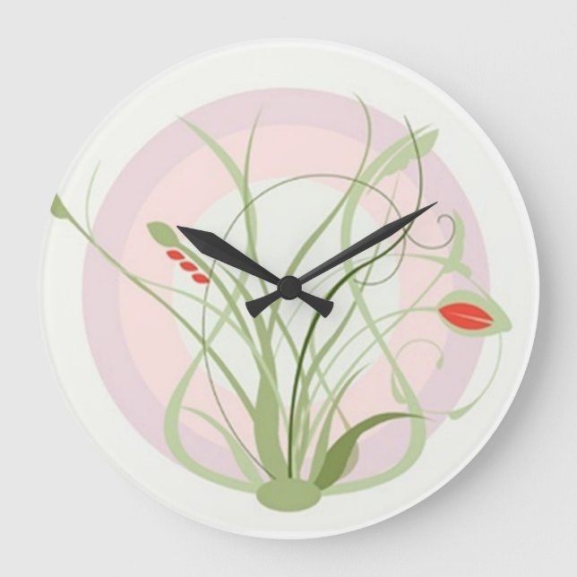 Blühen Sie Wand-Uhr Große Wanduhr (Vorderseite)