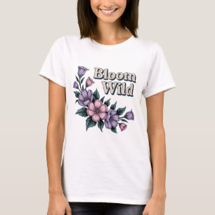 Blühen Sie Wild Retro-Blumen-T-Shirt   Handgezeich T-Shirt