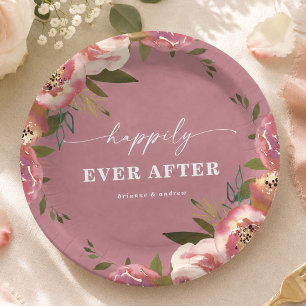 Blühend Chic Rosarote Florale Hochzeitsfeier Pappteller