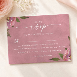 Blühend Chic Wild Rose Pink Menüwahl RSVP-Karte RSVP Karte