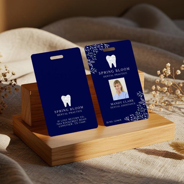 Blühend Dental Tooth Logo-ID-Foto Ausweis (Blooming Flourishing Dental Tooth Logo ID Photo Badge)