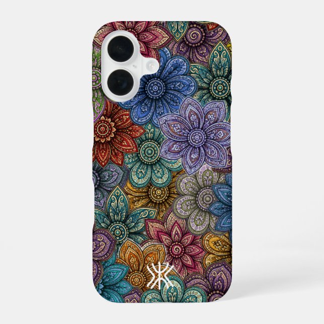 "Blühend" iPhone 16 Hülle (Rückseite)