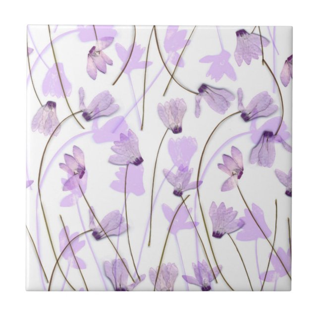 Blühende #7 - Lila Cyclamen-Fliese Fliese (Vorderseite)