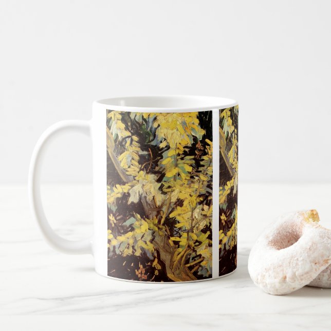 Blühende Akacia Branches von Vincent van Gogh Kaffeetasse (Mit Donut)