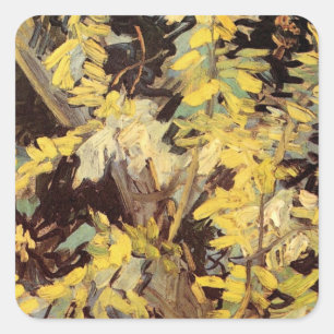 Blühende Akazienzweige von Vincent van Gogh Quadratischer Aufkleber