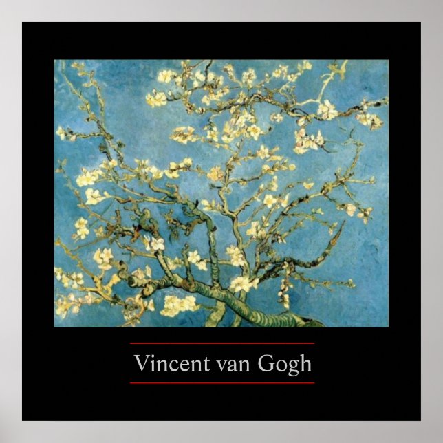 Blühende Almond Tree von van Gogh Poster Print (Vorne)