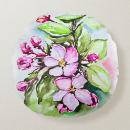 Blühende Apple-Blüten Rundes Kissen
