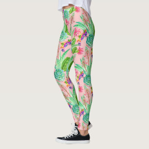 Blühende Aquarellfarben-Sukkulente Muster 2 Leggings