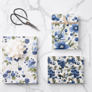 Blühende Berries Sammlung: Blaubeere Breeze Geschenkpapier Set