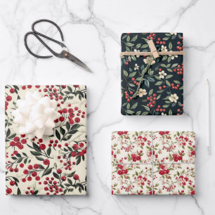 Blühende Berries Sammlung: Cranberry Cascade Geschenkpapier Set
