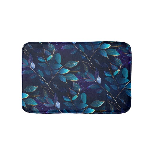 Blühende blaue Blätter Bath Mat Badematte (Vorderseite)