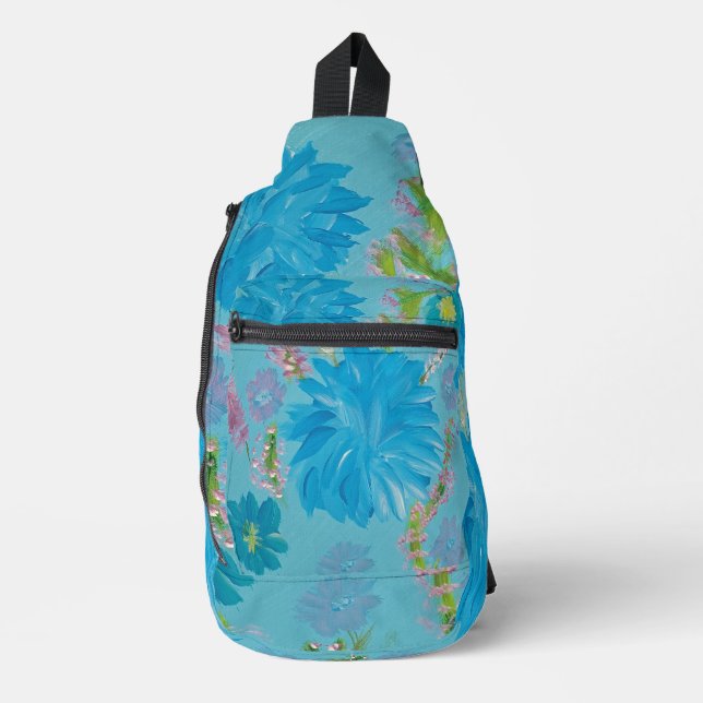 Blühende Bluebells Blumenbeutel Crossbody Bag (Vorderseite)