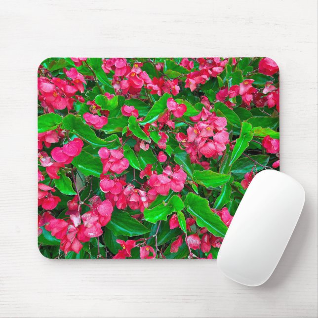 Blühende Blume aus rotem Begonia Mousepad (Mit Mouse)