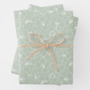 Blühende Blume des weißen Hibiskus auf der Ebene Geschenkpapier Set