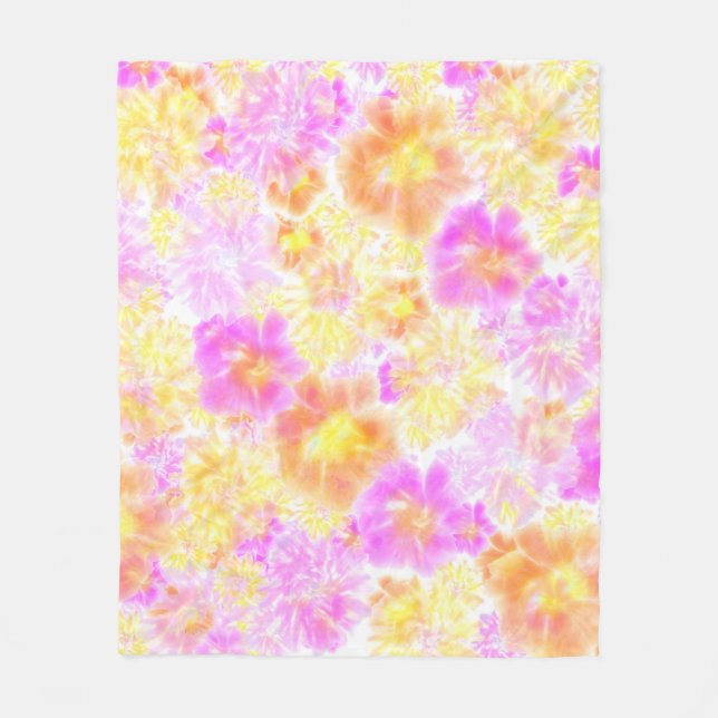 Blühende Blume Muster der Shibori-Gefärbte Krawatt Fleecedecke (Vorderseite)