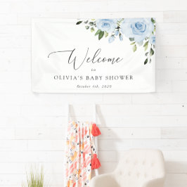 Blühende Blumen, Grünpflanzen, Babydusche Empfang Banner