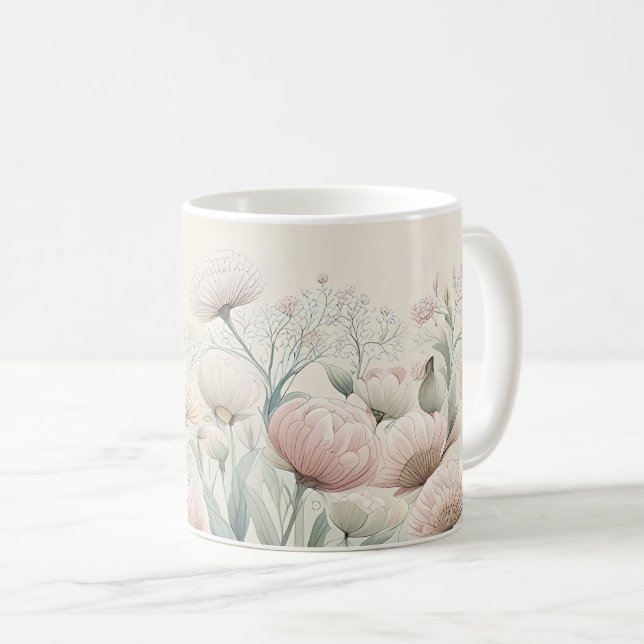 Blühende Blumen Kaffeetasse (VorderseiteRechts)