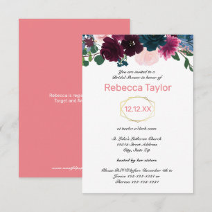 Blühende Blumen Rosa Vertikal - 3x5 Brautdusche Einladung