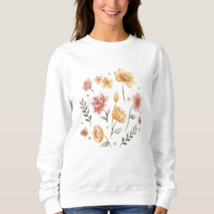 Blühende Blumen und Blätter Aquarell Sweatshirt