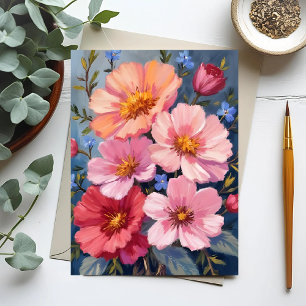 Blühende Blütenblätter   Florale Aquarellmalerei Postkarte