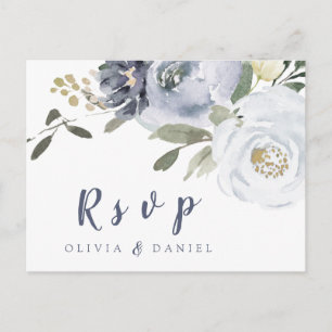 Blühende botanische dustische Blütenhochzeit RSVP Einladungspostkarte