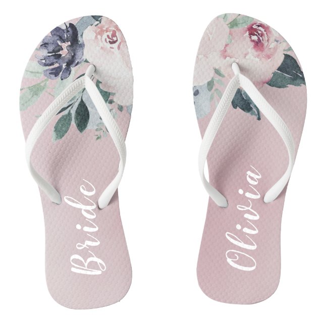 Blühende botanische Errötung Personalisierter Blüt Flip Flops (Fußbett)