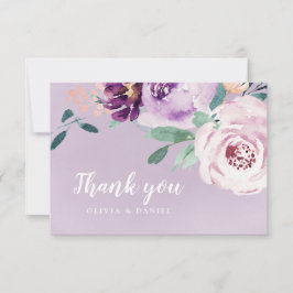Blühende botanische lila Aquarellblüte Dankeskarte